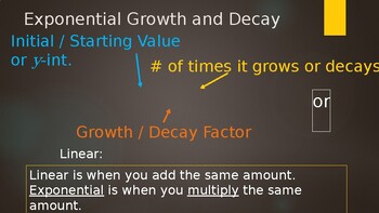 Preview of Exponential Growth and Decay -PowerPoint (w/ free YouTube video)