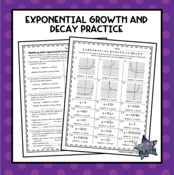 Preview of Exponential Growth and Decay Practice