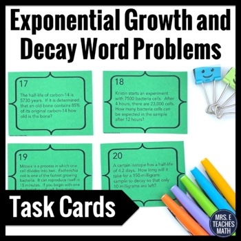 Preview of Exponential Growth and Decay Task Cards