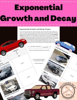 Preview of Exponential Growth and Decay with Compound Interest Vehicle Buying Project