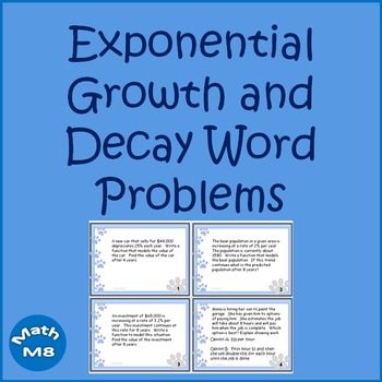 Preview of Exponential Growth and Decay Word Problems