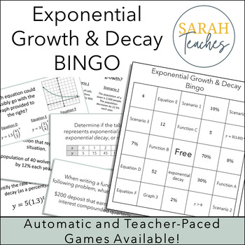 Preview of Exponential Growth and Decay BINGO