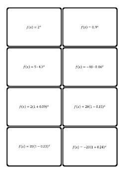 Preview of Exponential, Linear, Or Quadratic Equation Card Sort
