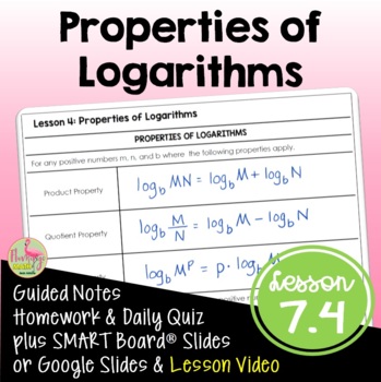 Preview of Properties of Logarithms (Algebra 2 - Unit 7)