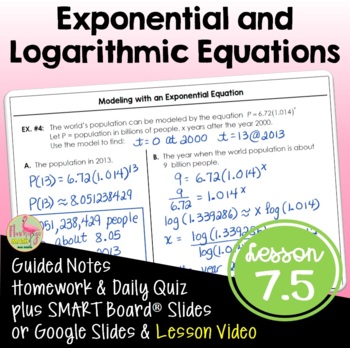 Preview of Exponential and Logarithmic Equations (Algebra 2 - Unit 7)