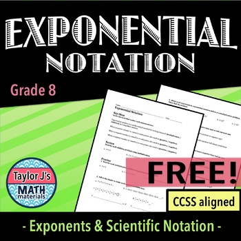 Preview of Exponential Notation Worksheet