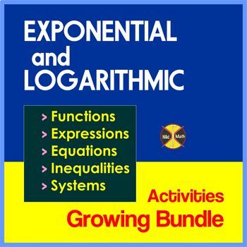 Preview of Exponential & Logarithmic Functions + Equations BUNDLE(printable+Google Slides)