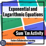 Exponential and Logarithmic Equations Sum Em Activity