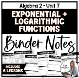 Exponential and Logarithmic Functions - Algebra 2 Binder Notes