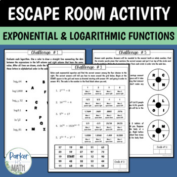 Preview of Exponential and Logarithmic Functions ESCAPE ROOM ACTIVITY