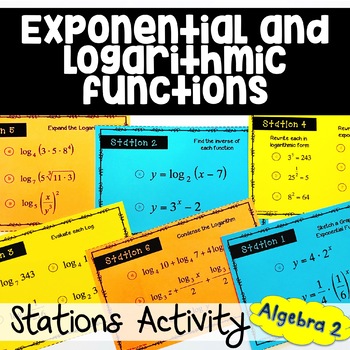 Preview of Exponential and Logarithmic Functions Stations Activity