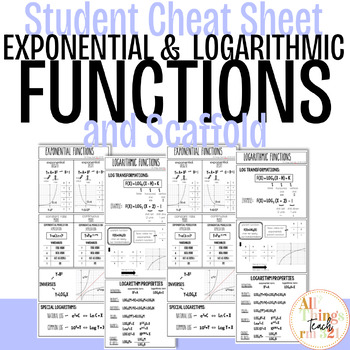 Preview of Exponential and Logarithmic Functions Student Cheat Sheet & Scaffold