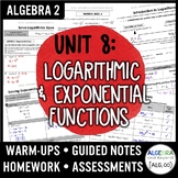 Exponential & Logarithmic Functions Unit- Notes, Homework,