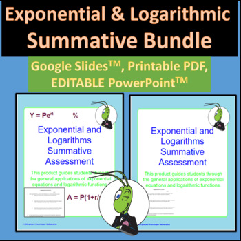 Preview of Exponential and Logarithmic Summative Assessment Bundle Google