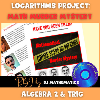 Preview of Exponentials and Logarithms Murder Mystery Project Based Learning (PBL)