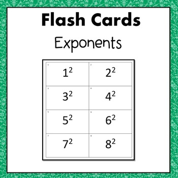 Preview of Exponents Flash Cards or Task Cards 6.EE.1