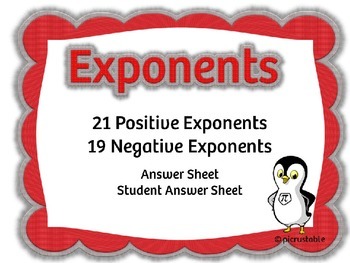 Preview of Exponents  {40 Task Cards}
