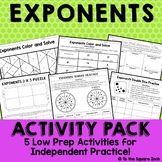 Exponents Activities - Low Prep Games, Puzzles, Spinners a