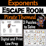 Exponents Activity: Pirate Themed Escape Room Math 5th 6th