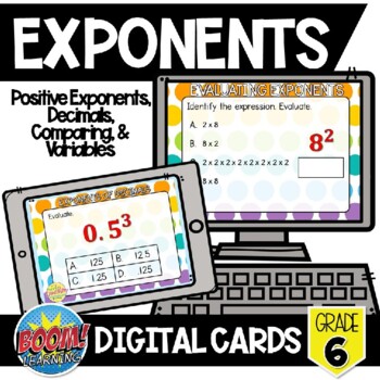 Preview of Exponents Boom Card Bundle {Digital Cards}