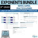 Exponents Bundle (Test, Notes, Project, Scavenger Hunt, Bi