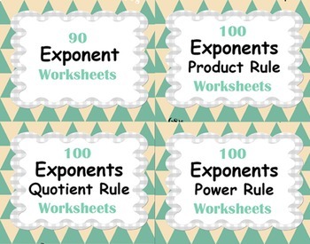 Preview of Exponents Worksheets Bundle - Product, Power & Quotient Rule
