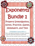 Exponent Rules Bundle - Investigation, Notes, Practices, H