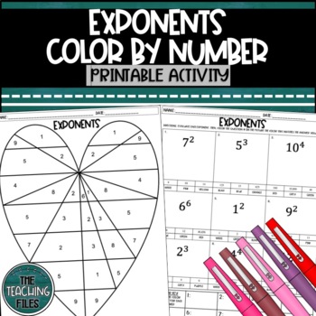 Preview of Exponents Color By Number | Valentines Day