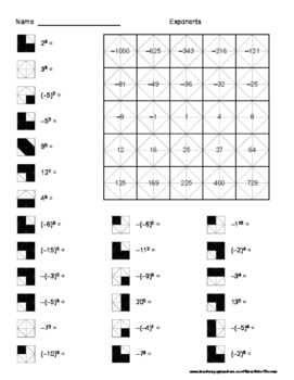 Preview of Simplifying Exponents Color Worksheet