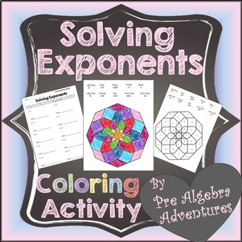 Preview of Exponents Worksheet - Exponent Color by Number Activity - No Prep! Fun!