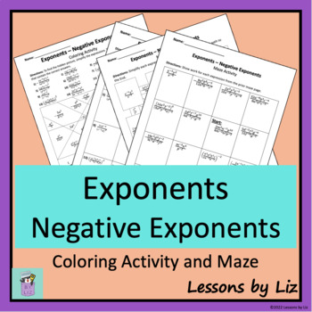 Preview of Exponents - Negative Exponents - Coloring Activity/Maze