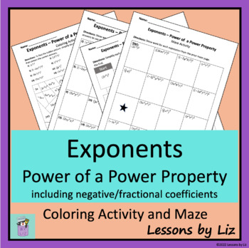 Preview of Exponents - Power of a Power Property - Coloring Activity/Maze