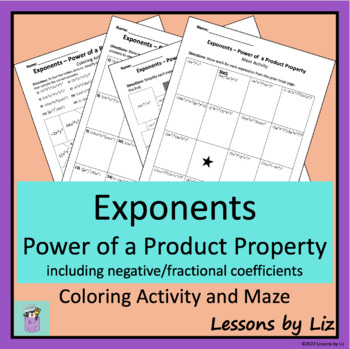 Preview of Exponents -  Power of a Product Property - Coloring Activity/Maze