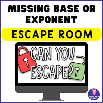 Preview of Exponents Digital Escape Room | Missing Base or Exponent | Self-Checking Game