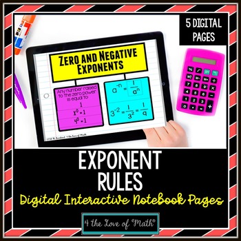 Preview of Exponents Digital Interactive Notebook Pages