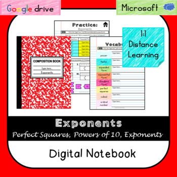 Preview of Exponents Digital Interactive Notebook (VA SOL 6.4)-Distance Learning-Videos