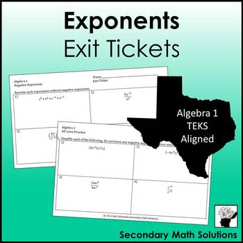 Preview of Exponents Exit Tickets (or Warm-ups)  (A11B)