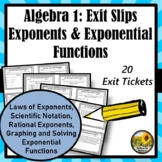 Exponents & Exponential Functions Algebra 1 Exit Tickets ⭐