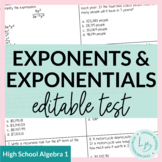 Exponents & Exponential Functions Test with Study Guide