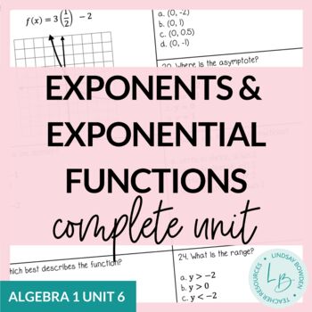 Preview of Exponents & Exponentials Unit (Algebra 1 Unit 6)