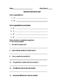 Exponents, Expressions, Order of Operations Quiz