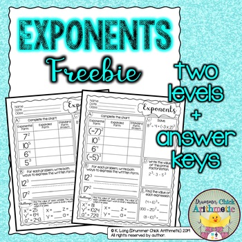 Preview of Exponents Freebie