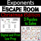 Exponents Game: Escape Room Christmas Math Activity 5th 6t