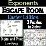 Exponents Game: Escape Room Easter Math Activity 5th 6th 7