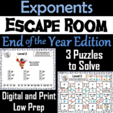 Exponents Game: Escape Room End of Year Math Activity 5th 