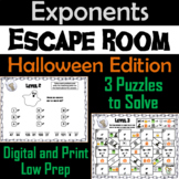 Exponents Game: Escape Room Halloween Math Activity