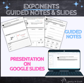 Preview of Exponents Guided Notes, Worksheet + Google Slides, Scaffolded Notes