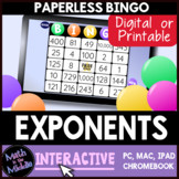 Exponents Interactive Digital Bingo Game - Distance Learning