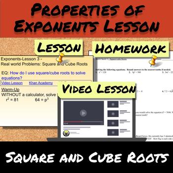 Preview of Exponents-Lesson 3-Square and Cube Roots