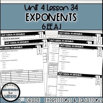 Preview of Exponents Lesson | 6th Grade Math CCSS Aligned